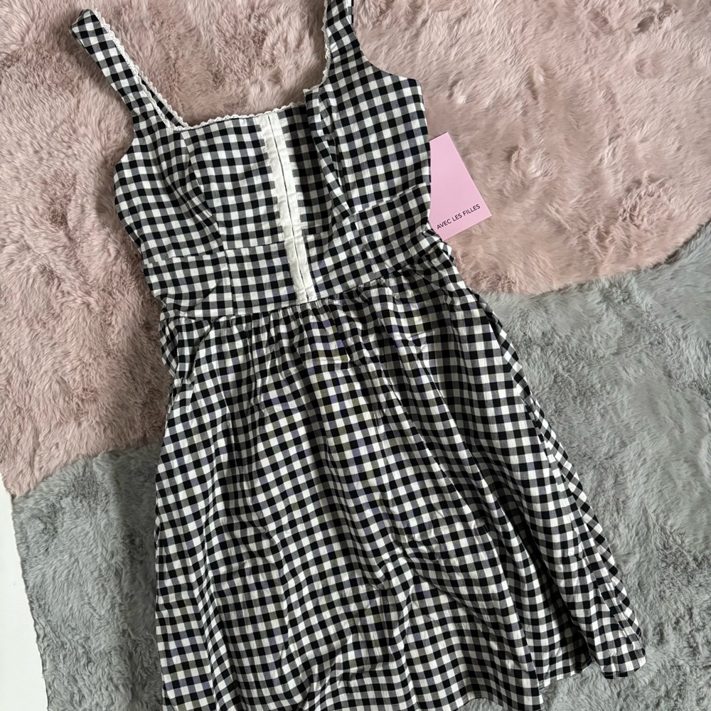Avec Les filles black and white plaid gingham dress